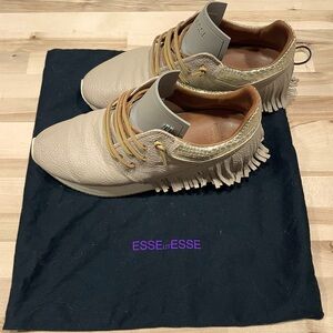 Esseutesse Leather Fringe Sneaker - Sand (size 38)